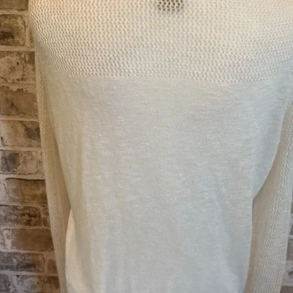 Lucky Brand ivory cardigan. Size L. Lightweight button down with pockets. - Picture 13 of 16